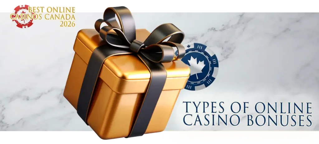 Different types of casino bonuses for real money play in Canada.